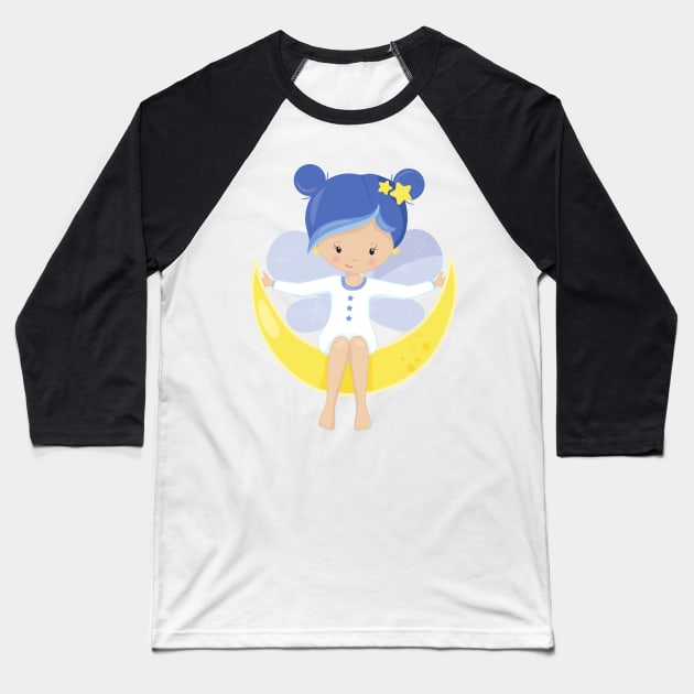 Stardust Fairy, Fairy On The Moon, Cute Fairy Baseball T-Shirt by Jelena Dunčević